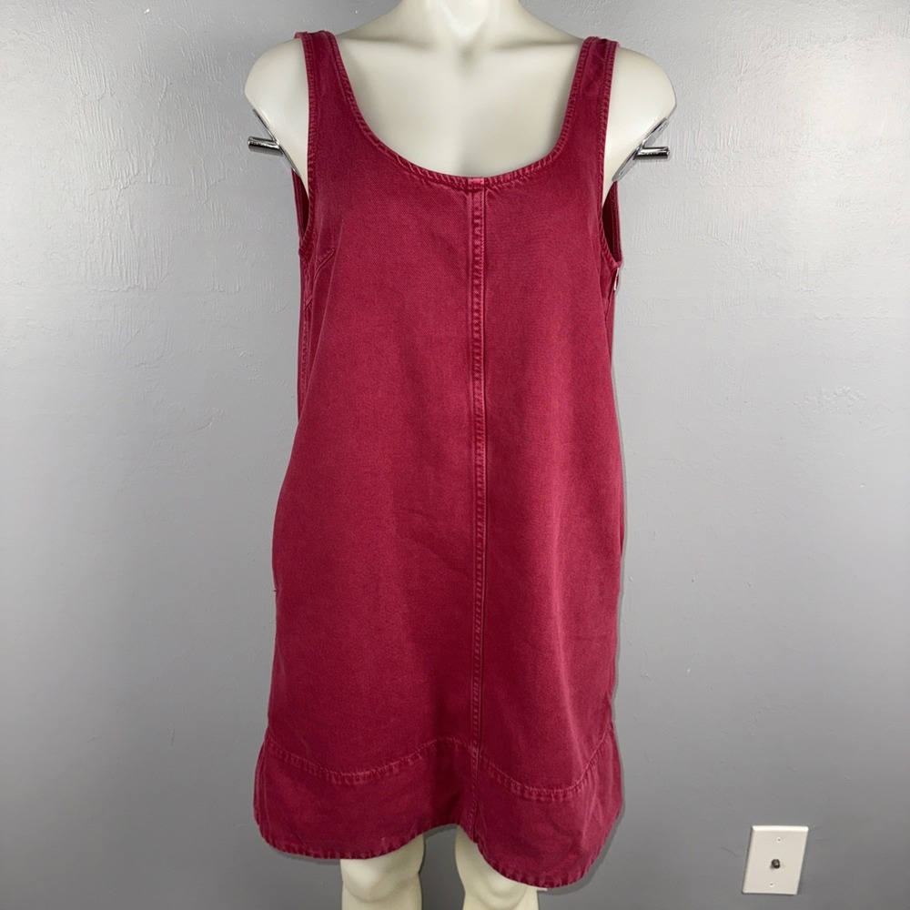 Madewell Denim Scoopneck Mini Shift Dress Women's M Dark Rosette Airy Pockets